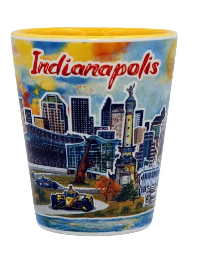 Discover Indianapolis Indiana Yellow Ceramic Shot Glass