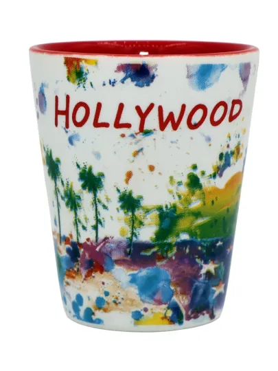 Hollywood California Ceramic Watercolor Shot Glass