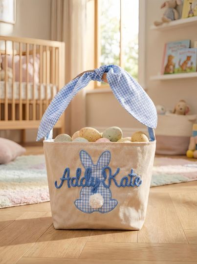 2026 Personalized Kids Easter Basket, Custom Name Easter Egg Basket, Toddler Gift Basket, Baby Easter Gifts, Baby Boy Girl Easter Baskets