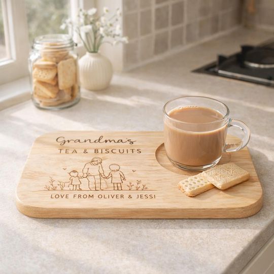 Discover Personalized Wooden Tea & Biscuit Tray for Grandmother  Mothers Day Gift, Grandma Tea Tray
