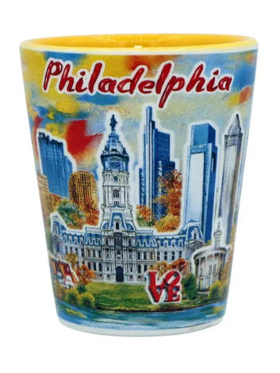 Philadelphia Pennsylvania Sunset Ceramic Shot Glass