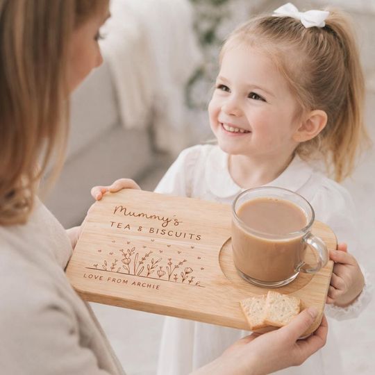 Personalized Wooden Tea & Biscuit Tray for Mum  Mothers Day Gift, Mom Tea Tray, Mum Birthday Gift