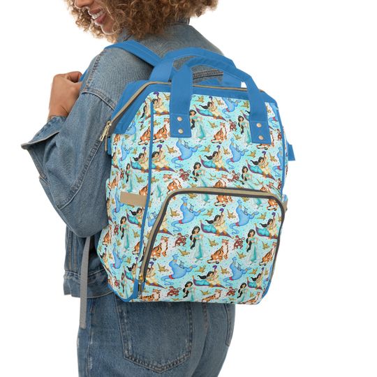 Discover Aladdin Multifunctional Diaper Bag  Magic Carpet Baby Backpack  Agrabah Princess Nursery Bag