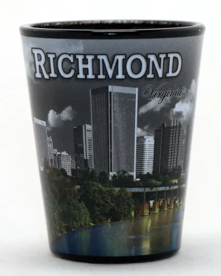 Richmond Virginia B&W Ceramic Shot Glass with Color Reflection