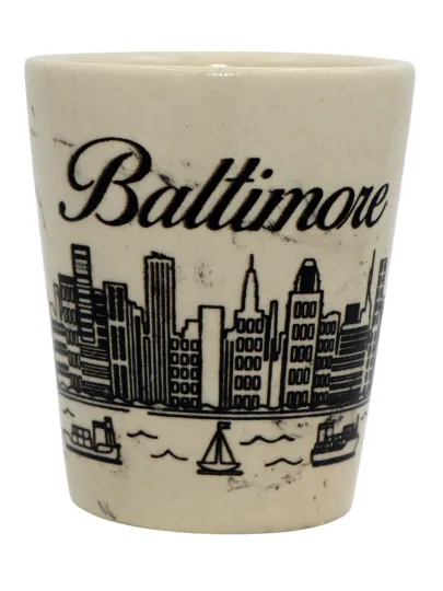 Baltimore Maryland Ceramic Marble Skyline Shot Glass
