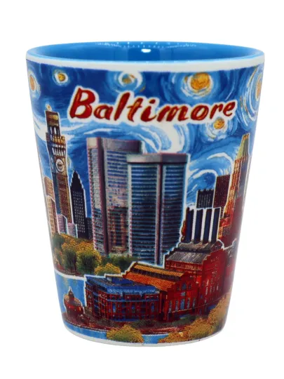 Baltimore Maryland Blue Sky Ceramic Shot Glass