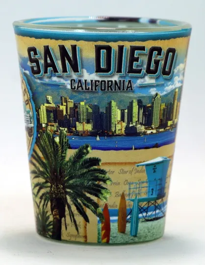 San Diego California Scrapbook Ceramic Shot Glass