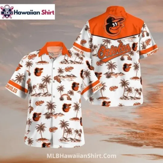 Discover Vintage Island Print Baltimore Baseball Team Orioless Shirt White