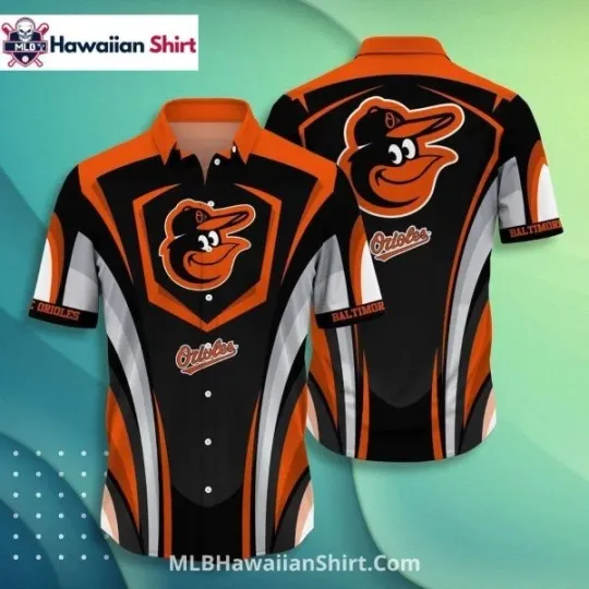 Discover Rustic Leaf Pattern Baltimore Baseball Team Orioless Aloha Shirt
