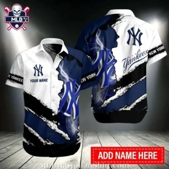 Discover New York Baseball Team Yankeess Dynamic Brush Strokes Customizable Aloha Shirt
