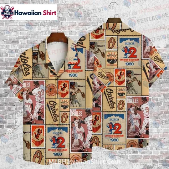 Discover Retro Baseball Cards Baltimore Baseball Team Orioless Hawaiian Shirt