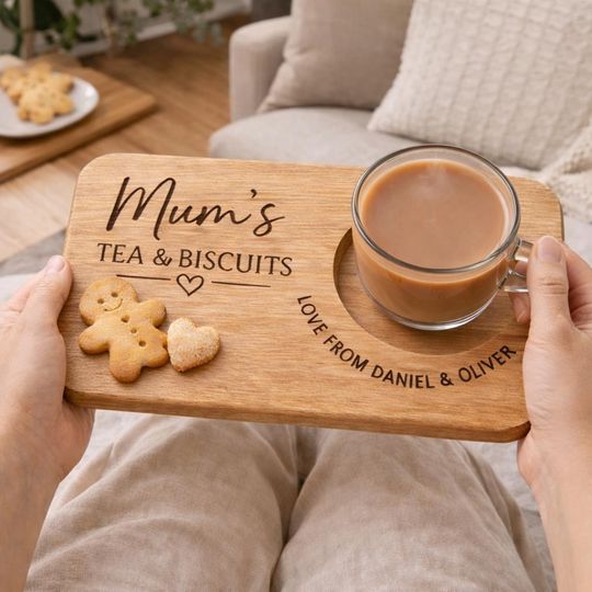 Personalized Mum Tea & Biscuit Tray, Wooden Tea and Biscuit Tray for Mum, Mothers Day Gift for Mum