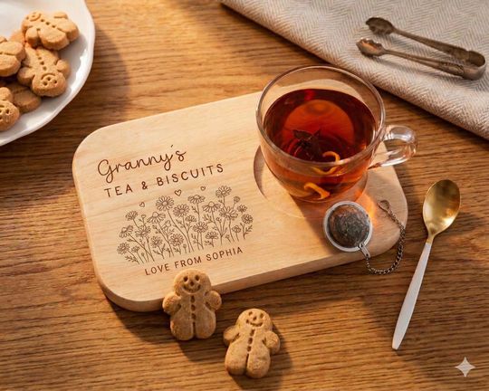 Personalized Wooden Tea Tray, Engraved Grandma Gift, Mother's Day Keepsake