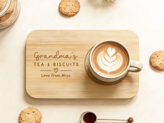 Custom Grandma Gift, Wooden Tea & Biscuits Tray for Nanny, Nana, Nanna, Granny, Grandma, Mother's Day Gift, Grandma Birthday, Gifts for Her