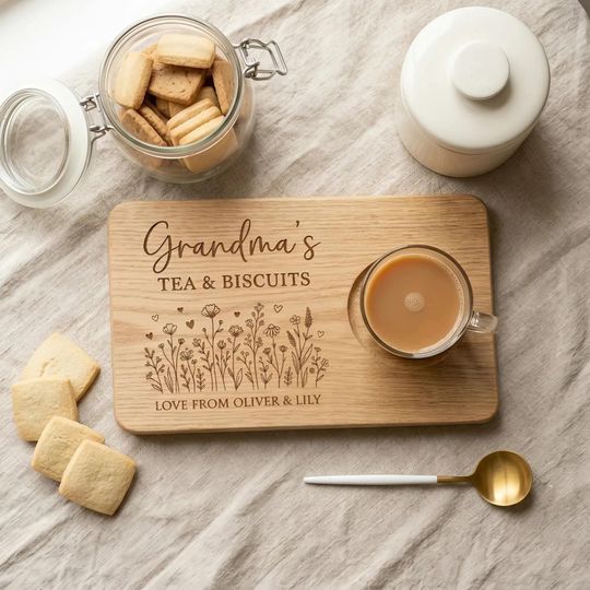 Personalized Mum Tea Tray, Wooden Tea & Biscuit Tray for Mum, Mother's Day Gift, Mum Kitchen Gift