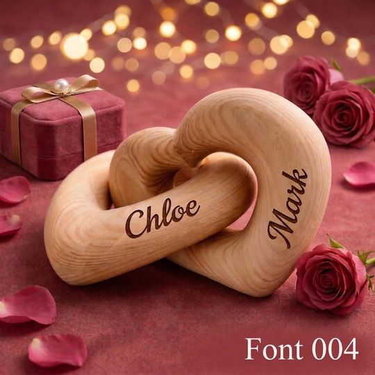 Personalized Interlocking Hearts Sculpture, Custom Wedding Gift for Couple, Engagement Keepsake, Romantic Boyfriend Girlfriend Present