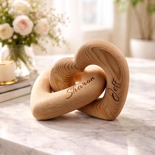 Valentines Day Gift with Custom Names, Personalized Infinity Heart Sculpture, Romantic Couple Keepsake, Anniversary Present for Him Her