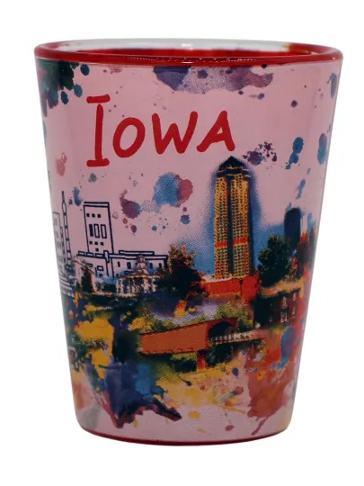 Iowa Ceramic Light Watercolor Shot Glass