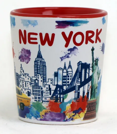 New York Ceramic Watercolor Shot Glass