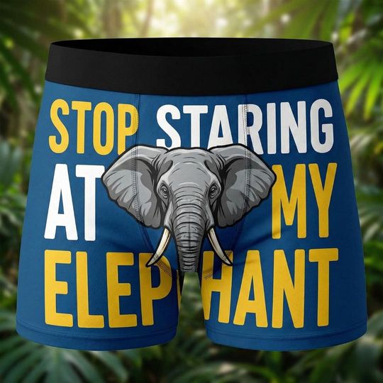 Funny Elephant Boxers for Men Novelty Gag Gift Animal Underwear Boyfriend Present