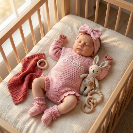 Custom Hand Embroidered Baby Romper, Heirloom Keepsake Coming Home Outfit