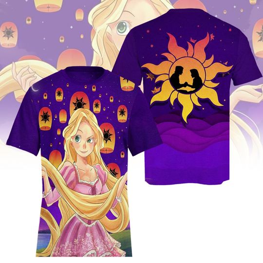 Disney Tangled Rapunzel Princess 3D Shirt, Rapunzel Disney Shirt, Tangled Princess Fan Apparel, Fairytale Tee