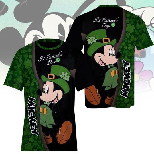 Discover St Patricks Mickey Mouse 3D Hoodie, Lucky Mickey Shamrock Disney T Shirt, St Paddy Disney Sweatshirt, Green Disney Fan Apparel
