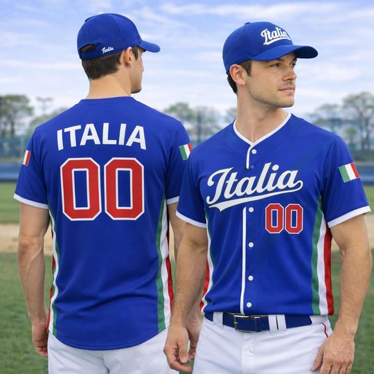 Discover Custom Italia Navy Baseball Jersey, Personalized Italy WBCC Fans Shirt Baseball