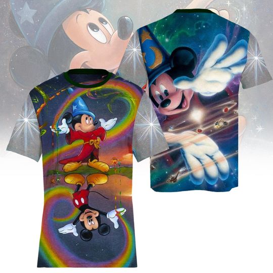 Discover Disney Fantasia Mickey Mouse 3D Hoodie, Sorcerer Mickey Galaxy Hoodie, Magical Disney All Over Print Sweatshirt