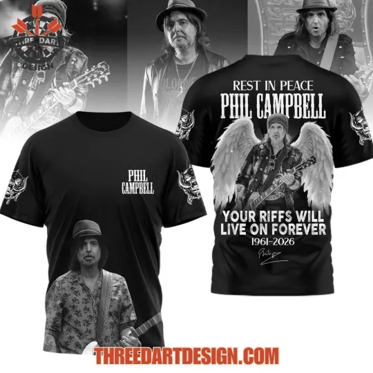 Discover Rest In Peace Phil Campbell 1961-2026 3D T-Shirt S-5XL