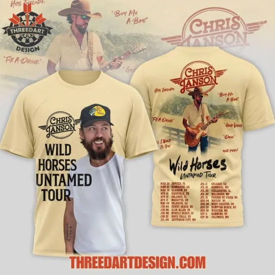 Discover Chris Janson Wild Horses Untamed Tour 3D T-Shirt