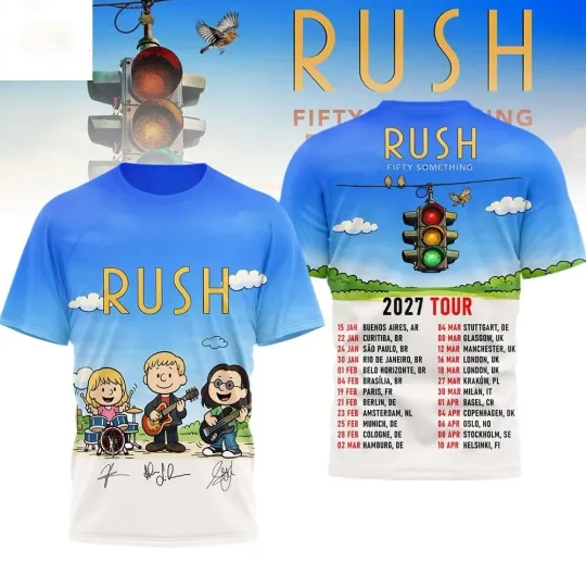 Discover Rush Band Peanuts Fifty Something 2027 Tour 3D T-shirt
