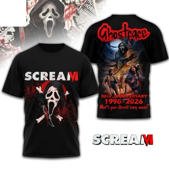Scream Vi Ghostface 30Th Anniversary Shirt 2026 AOP 3D T-Shirt
