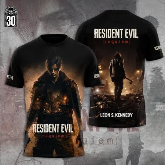 Discover Resident Evil.Requiemm x Leon.Scott Kennedy 3D T-Shirt