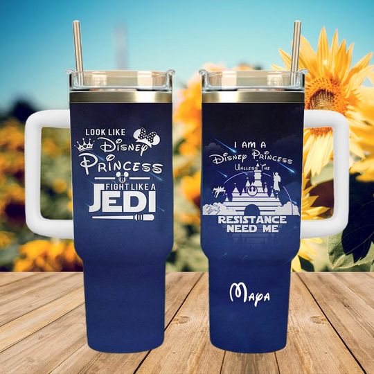 Discover Personalized Disney Princess Jedi 40oz Tumbler, Star Wars Disney Princess Cup, Look Like A Princess Fight Like A Jedi Tumbler, Gift For Disney