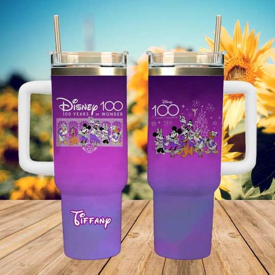 Discover Personalized Walt Disney World 100th Anniversary 40oz Tumbler, Custom Name Disney 100 Years Of Wonder, Disney Travel Tumbler Gift