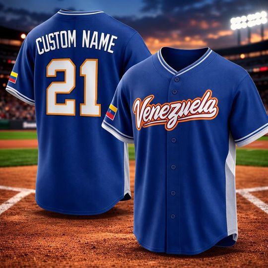 Discover Custom Name Venezuela Baseball Jersey #21 Ronald Acuna Jr. 2026 World Baseball Classic Royal Shirt