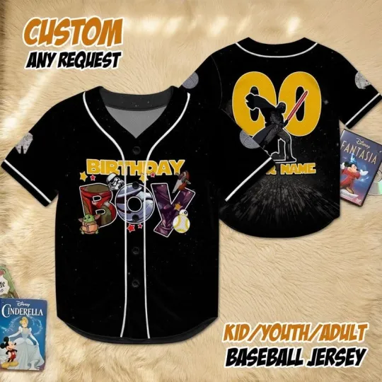 Custom Star Wars Darth Vader Birthday Boy Galaxy's Edge Baseball Jersey