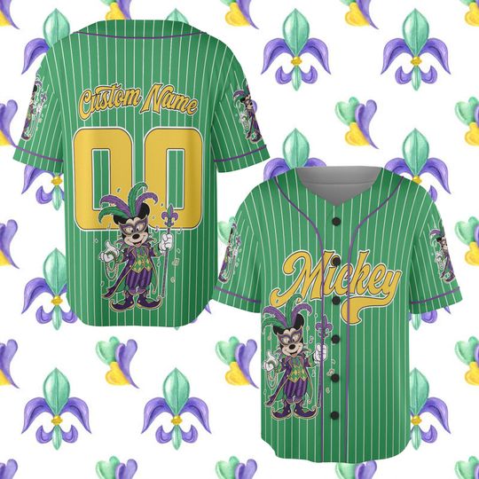 Discover Custom Mickey Mardi Gras Baseball Jersey, Disney Mickey And Friends Festival Shirt, New Orleans Trip Jersey, Disney World Family Trip