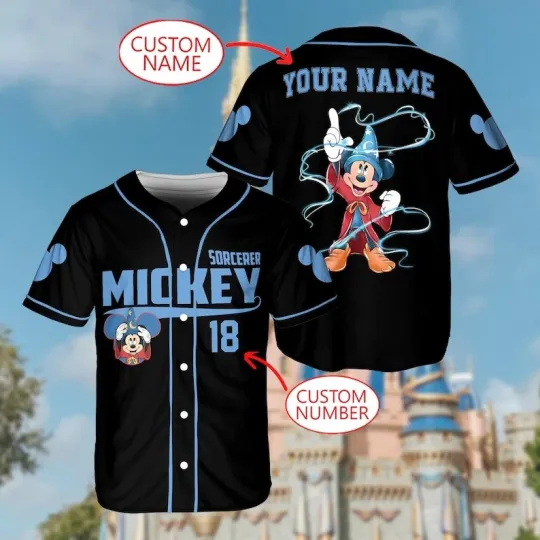 Discover Personalized Mickey Wizard Baseball Jersey