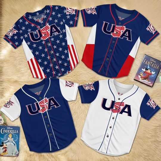 Discover Personalized USA Baseball Jersey, Custom Team Name Number Shirt, Men Women Youth Kids, American Fan Uniform Gift