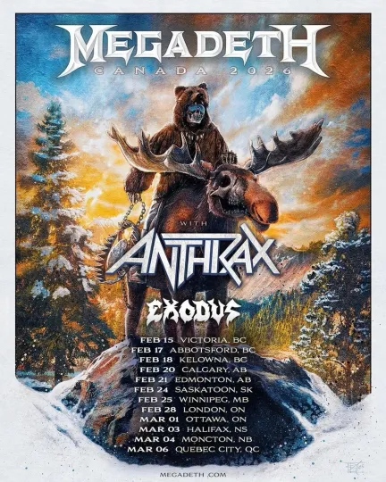 Megadeth Tour 2026 Poster Anthrax Exodus Metal Band Wall Art