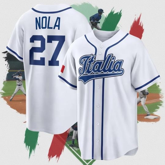 Discover Custom Team Baseball Jersey,Italy Baseball Jersey White Stitched Name Number,Italian Fan Shirt Classic Style Breathable Sports Gift for Fans
