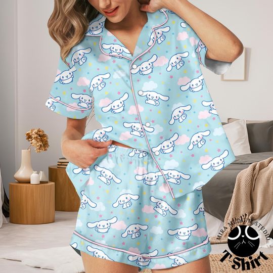 Discover Cinnamonroll Pajamas Set, Kawaii Cartoon Sleepwear, Cute Puppy Pajamas, Anime Style PJs, Cozy Lounge Set Gift