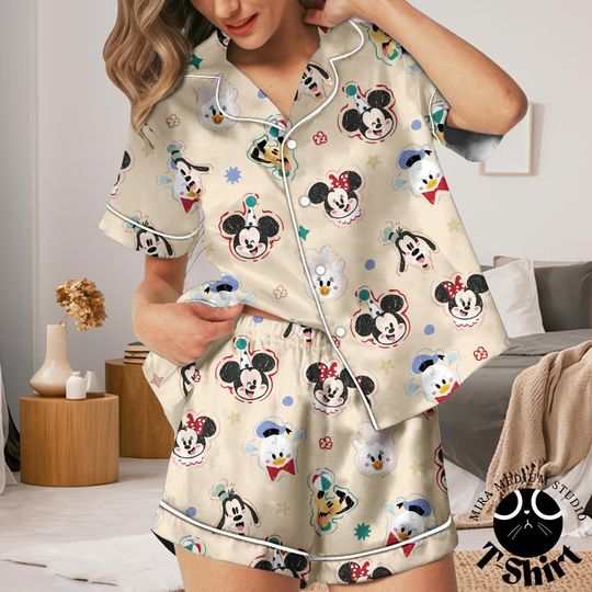 Discover Mickey Mouse Friends Pajamas Set, Disney Birthday Pajamas, Mickey Minnie Pluto Sleepwear, Cute Cartoon Lounge Set, Disney Fan Gift