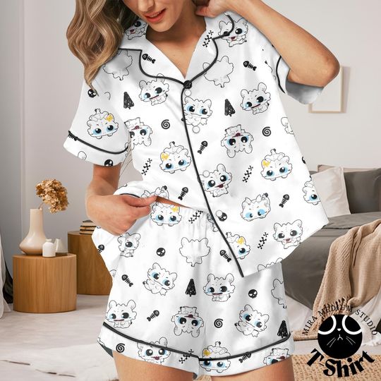 Discover Night Fury Pajama Set, Dragon Fantasy Pajamas Set, Cute Dragon Sleepwear, Toothless Pajamas, Cartoon Dragon Lounge Set, Fantasy Gift