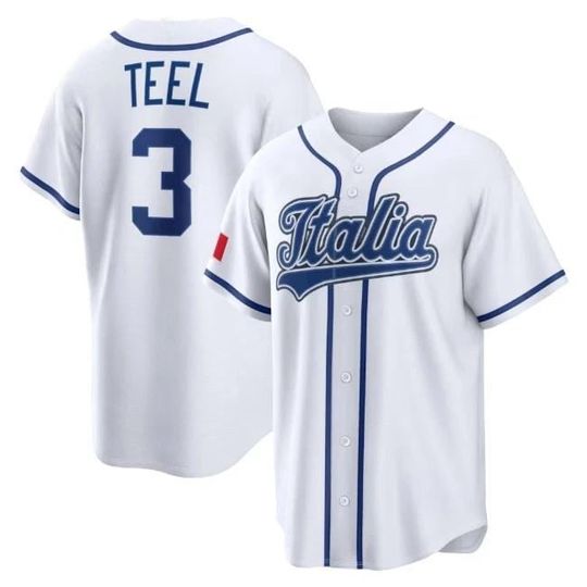 Discover Mens/Youth Teelselected #3 Jersey  Italy 2026 World Baseball White Classic Stadium Printed Fan Shirt