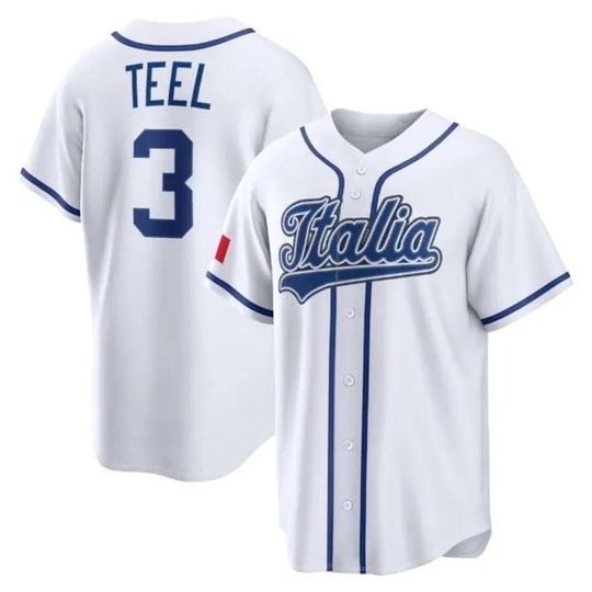 Discover Kyle Teel Jersey #3 Italy 2026 World Baseball Classic White Printed Shirt Men/Youth Size