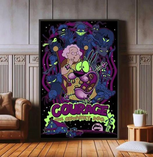 Discover Courage the Cowardly Dog Retro 90s Cartoon Network Art Poster