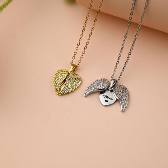 Personalized Hidden Name Guardian Angel Wings Necklace Wings Name Necklace  Secret Message Angel Wings Necklace Christmas gift